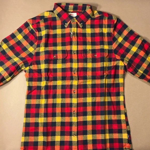 NWT Fjallraven Heavy Flannel Button Down Shirt Mens size Large Slim